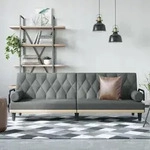 Schlafsofa Mit Armlehnen Dunkelgrau Stoff Vidaxl