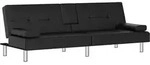 Schlafsofa Mit Getr&auml;nkehaltern Schwarz Kunstleder - Vidaxl