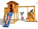 Spielturm 'my House Spider+', Teak, Mit Rutsche, Haus Mit Holzdach, Griffe,...