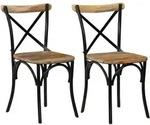 Vidaxl Cross Chairs 2 Pcs Black Solid Mango Wood