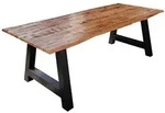 Esstisch Baumkante Massiv Mango Naturfarben 220 X 100 Schwarz A-gestell Dora