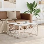 Couchtisch Silbern 80x80x40 Cm Edelstahl Und Glas Vidaxl