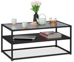 Couchtisch, Ablage Aus Mdf, Glas & Metall, Modernes Design, Edler Wohnzimmertisch,