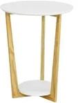 Fbt52-wn Beistelltisch Mit 2 Ablagen Couchtisch Kaffeetisch Balkontisch Wei&szlig;-natur,