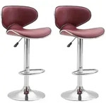 Clp - 2er Set Barhocker Las Vegas Kunstleder Bordeauxrot Chrom