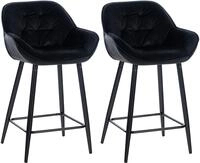 Clp - 2er Set Barhocker Gibson Samt Sitzh&ouml;he 76 Cm Schwarz