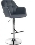 Barhocker Natoma Samt Dunkelgrau Metall In Chromoptik