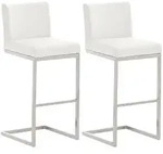 2er Set Barhocker Paros Kunstlederbezug Wei&szlig;