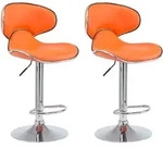 2er Set Barhocker Las Vegas Kunstleder Orange Chrom