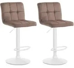 Clp - 2er Set Barhocker Peru Samt Braun Wei&szlig;