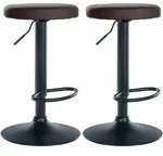 Clp - 2er Set Barhocker Ponte Kunstleder Braun Metall Matt Schwarz