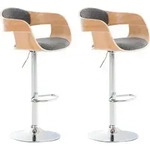 Clp - 2er Set Barhocker Kingston Stoff Natura/hellgrau