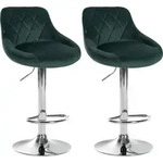 Clp - 2er Set Barhocker Lazio Samt Dunkelgr&uuml;n Chrom