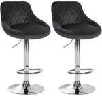 Clp - 2er Set Barhocker Lazio Samt Dunkelgrau Chrom