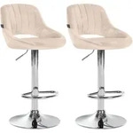 Clp - 2er Set Barhocker Milet Samt Creme Metall In Chromoptik