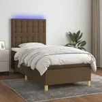 Boxspringbett Mit Matratze & Led Dunkelbraun 100x200 Cm Stoff Vidaxl
