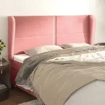 Kopfteil Mit Ohren Rosa 203x23x118/128 Cm Samt Vidaxl