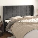 Kopfteil Mit Ohren Dunkelgrau 203x23x118/128 Cm Samt Vidaxl