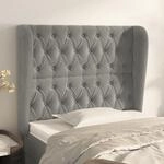 Kopfteil Mit Ohren Hellgrau 93x23x118/128 Cm Samt Vidaxl
