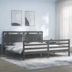 Massivholzbett Mit Kopfteil Grau 200x200 Cm Vidaxl