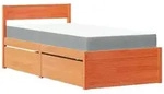 Bett Mit Schubladen Und Matratze Wachsbraun 100x200 Massivholz Vidaxl