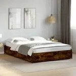 Bettgestell R&auml;uchereiche 120x190 Cm Holzwerkstoff Und Metall Vidaxl