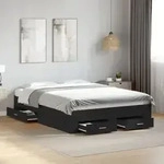 Bettgestell Mit Schubladen Schwarz 135x190 Cm Holzwerkstoff Vidaxl