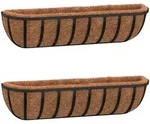 Wand-pflanzk&ouml;rbe 2 Stk. Kokoseinlage Schwarz 91x20x23 Cm Stahl Vidaxl