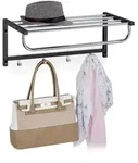 Relaxdays - Wandgarderobe Mit Ablage, Garderobenleiste 4 Haken, Flur & Bad, Modern,