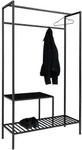 Garderobenschrank - Schwarz - 2 Ablagen - 5 Kleiderhaken - Stahl-garderobe Mit