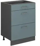K&uuml;chenunterschrank R-line, Blau-grau, 60 Cm Mit Schubladen, Ohne Arbeitsplatte Vicco