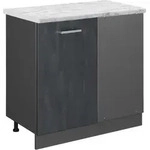 Vicco - Eckunterschrank R-line, Schwarz Beton, 86 Cm Ap Marmor