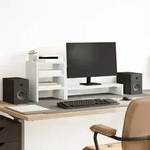 Vidaxl - Monitorst&auml;nder Mit Schreibtisch-organizer Wei&szlig; Holzwerkstoff