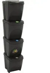 Stapelbare M&uuml;lleimer 4 Stk. Grau 100 L Polypropylen Vidaxl