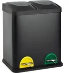 Svita Tc2x15 M&uuml;lleimer 30l 2x15 Treteimer Papierkorb M&uuml;lltrennung Stahl Schwarz