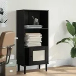 Vidaxl - B&uuml;cherschrank Senja Rattan-look Schwarz 60x35x130cm Kiefernholz
