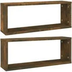 W&uuml;rfelregale 2 Stk. R&auml;uchereiche 60x15x23 Cm Holzwerkstoff Vidaxl