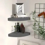 Vidaxl - Eck-schweberegale 2 Stk. Hochglanz-grau 25x25x3,8 Cm Mdf