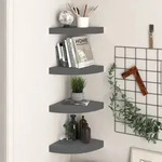 Eck-schweberegale 4 Stk. Hochglanz-grau 25x25x3,8 Cm Mdf Vidaxl