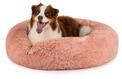 Lionto - Hundebett Aus Pl&uuml;sch In Donut-form, 100 Cm Durchmesser, Rosa