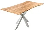 Sam Outillage - Esstisch Baumkante Massiv Akazie Natur 140 Cm Spider-gestell Silber