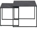Hellin - Infinity Couchtisch Einscchubtische 2 Stk., Marmor Print, Schwarz.
