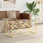 Couchtisch 110x45x45 Cm Edelstahl Und Glas Vidaxl