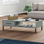 Vidaxl - Couchtisch Oslo Mit Metallbeinen Grau Massivholz Kiefer