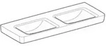 Keramag - Geberit Renova Plan, Doppelwaschtisch, 130x48 Cm, Ohne Hahnloch,