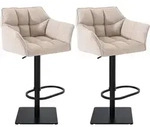 Clp - 2er Set Barhocker Damaso Stoffbezug Schwarz Elfenbein