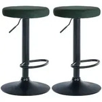 2er Set Barhocker Ponte Samt Gr&uuml;n Metall Matt Schwarz