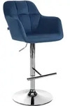 Barhocker Natoma Samt Blau Metall In Chromoptik