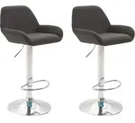 Clp - 2er Set Barhocker Braga Stoff Dunkelgrau Chrom