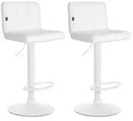 Clp - 2er Set Barhocker Feni Kunstleder Wei&szlig; Wei&szlig;